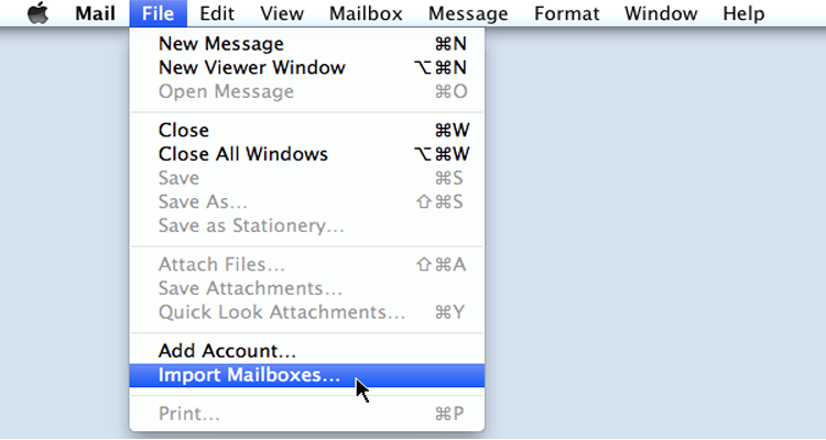 import data into os x mail